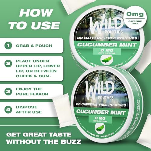 Wild 0mg Nikotinfreie Beutel Kein Koffein Gurke Minze - 20 koffeinfreie Beutel