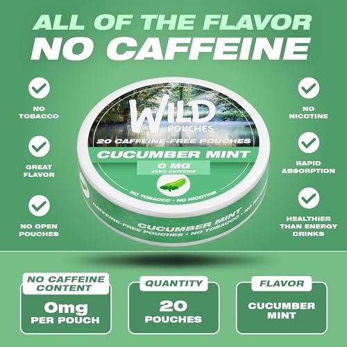 Wild 0mg Nikotinfreie Beutel Kein Koffein Gurke Minze - 20 koffeinfreie Beutel