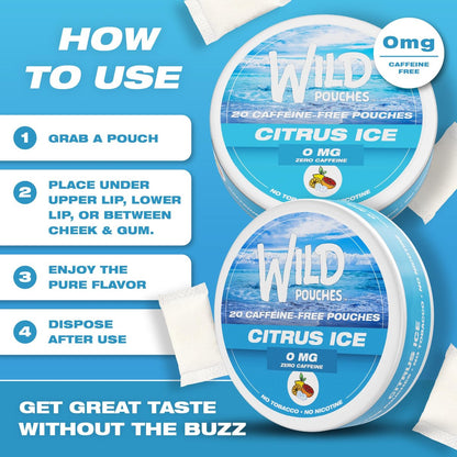 Wild 0mg Nikotinfreie Beutel ohne Koffein Citrus Ice – 20 koffeinfreie Beutel