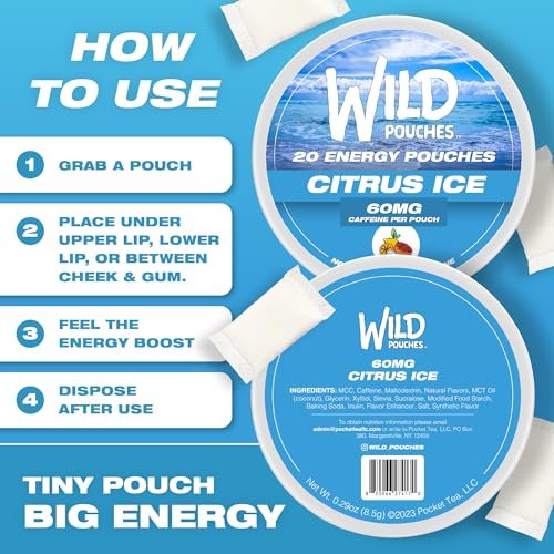 Wild 60mg Koffeinpouches Nikotinfrei Citrus Ice – 20 Energie-Pouches
