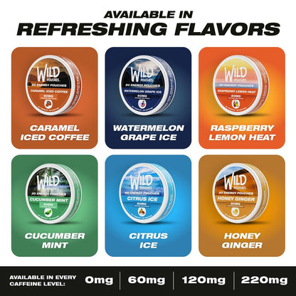 Wild 60mg Koffeinpouches Nikotinfrei Citrus Ice – 20 Energie-Pouches