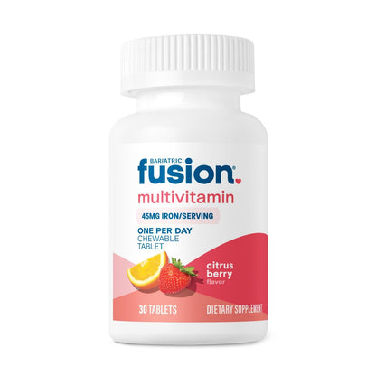 Bariatric Fusion One Per Day Bariatrisches Multivitamin mit Eisen Kautabletten | Zitrusbeer-Geschmack | Vitamine für Magenbypass und Schlauchmagen | Nicht-GVO | 30 Stück