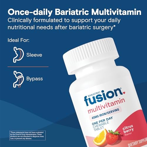 Bariatric Fusion One Per Day Bariatrisches Multivitamin mit Eisen Kautabletten | Zitrusbeer-Geschmack | Vitamine für Magenbypass und Schlauchmagen | Nicht-GVO | 30 Stück