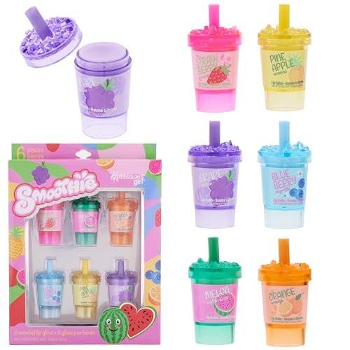 6er Set Smoothie Lippenbalsam – Fruchtig duftende Lipglosse in niedlichen Smoothie-Behältern