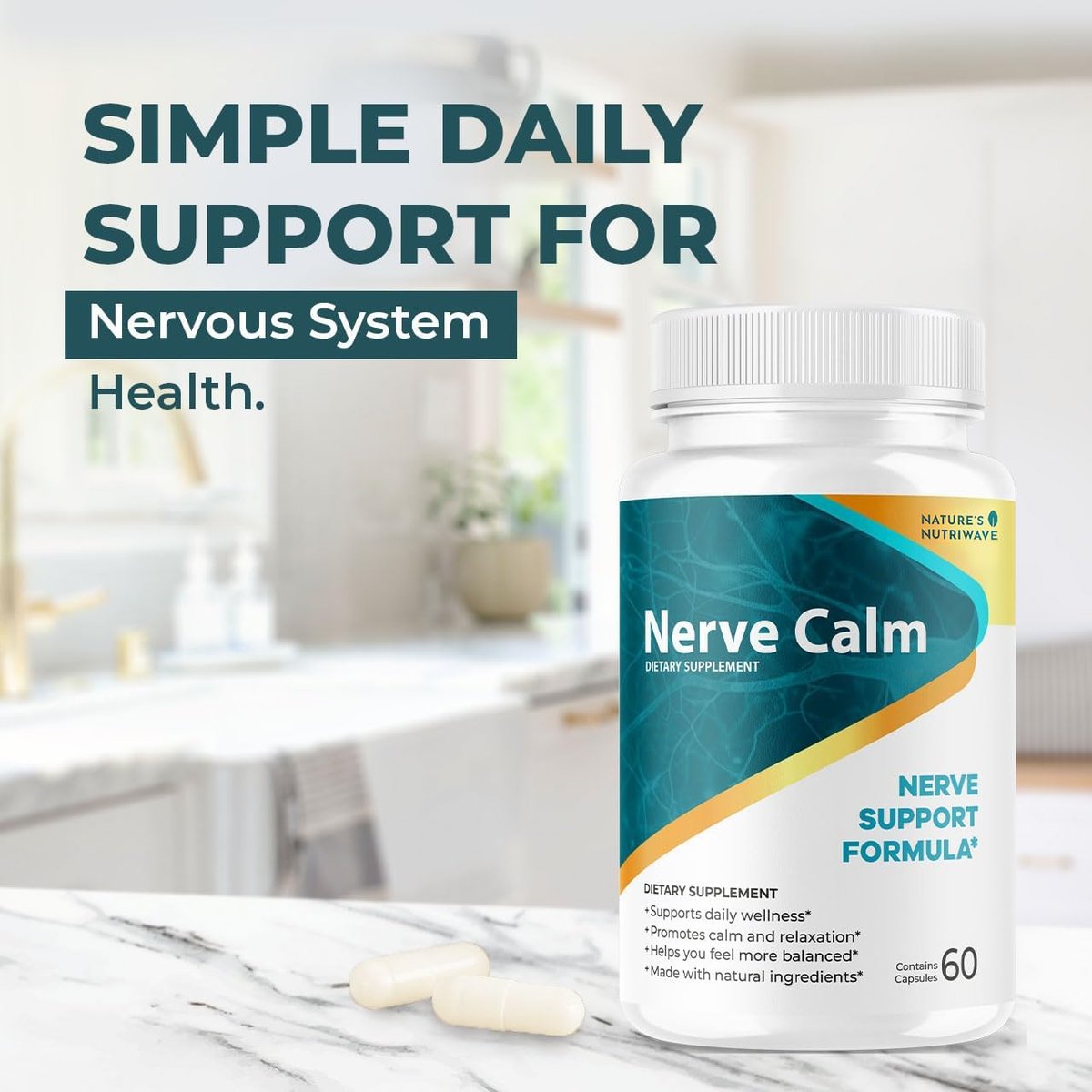 NerveCalm – Natürliches Beruhigungsmittel | Pflanzliche Mischung mit Passionsblume, Feigenkaktus & Kalifornischem Mohn | Vegane Kapseln, Nicht-GVO, 1-Monats-Vorrat | Hergestellt in den USA