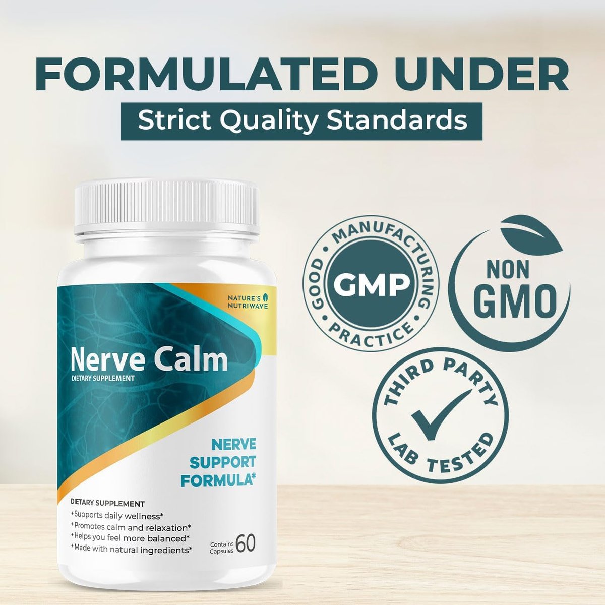 NerveCalm – Natürliches Beruhigungsmittel | Pflanzliche Mischung mit Passionsblume, Feigenkaktus & Kalifornischem Mohn | Vegane Kapseln, Nicht-GVO, 1-Monats-Vorrat | Hergestellt in den USA