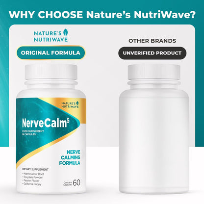 NerveCalm – Natürliches Beruhigungsmittel | Pflanzliche Mischung mit Passionsblume, Feigenkaktus & Kalifornischem Mohn | Vegane Kapseln, Nicht-GVO, 1-Monats-Vorrat | Hergestellt in den USA