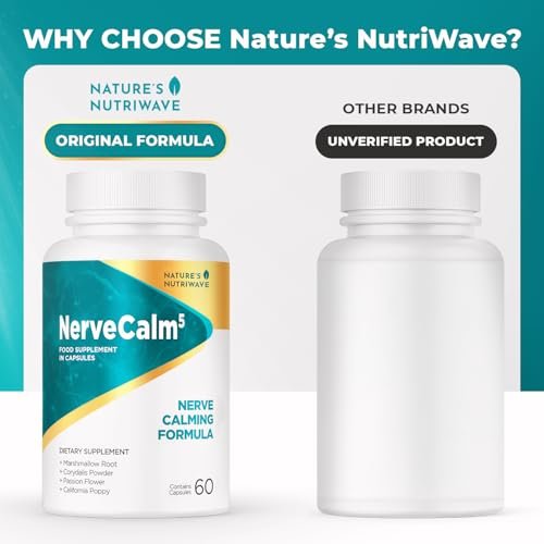 NerveCalm – Natürliches Beruhigungsmittel | Pflanzliche Mischung mit Passionsblume, Feigenkaktus & Kalifornischem Mohn | Vegane Kapseln, Nicht-GVO, 1-Monats-Vorrat | Hergestellt in den USA