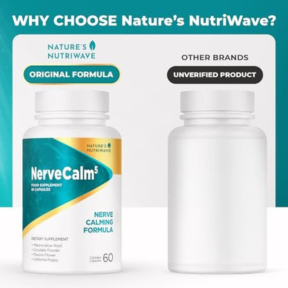 NerveCalm – Natürliches Beruhigungsmittel | Pflanzliche Mischung mit Passionsblume, Feigenkaktus & Kalifornischem Mohn | Vegane Kapseln, Nicht-GVO, 1-Monats-Vorrat | Hergestellt in den USA