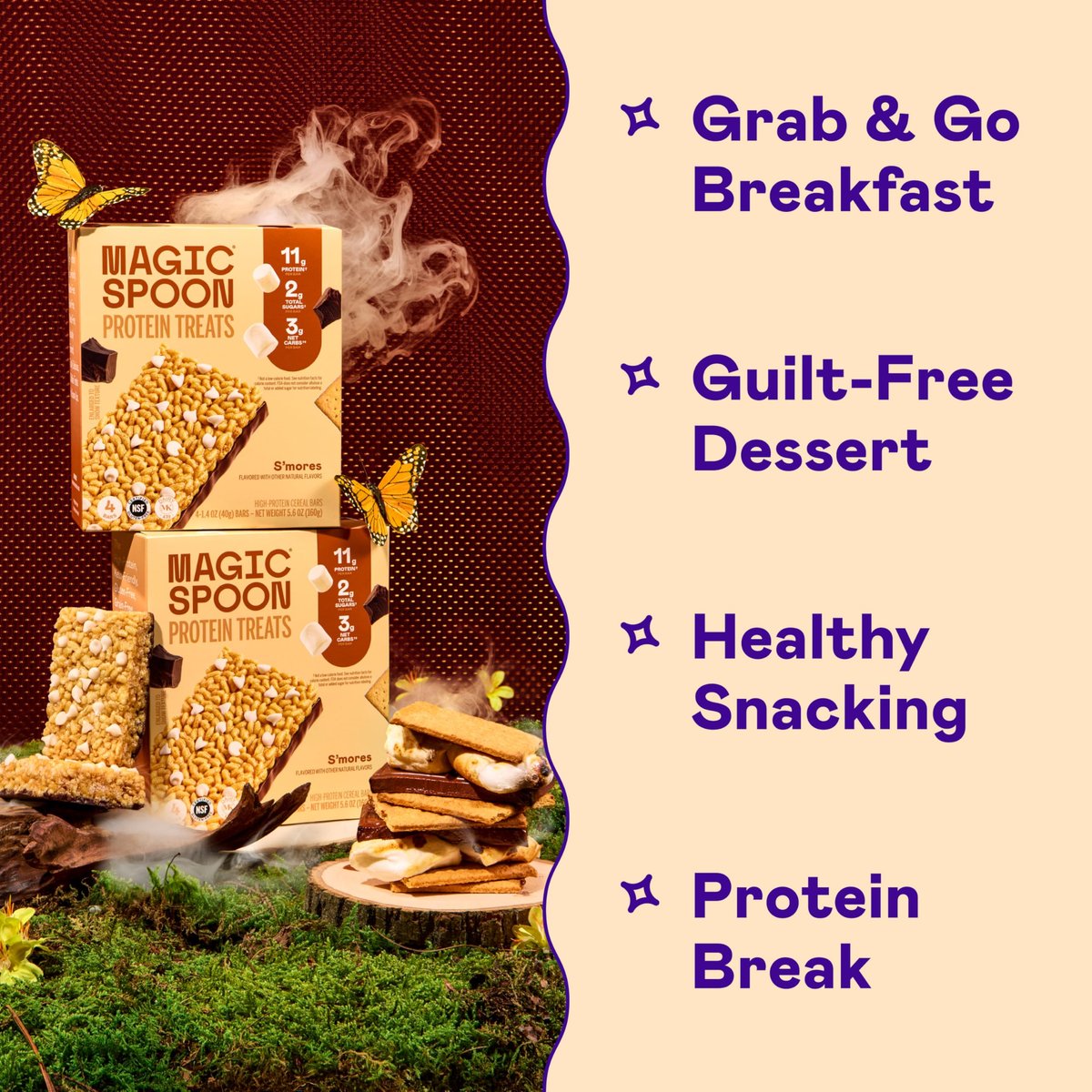 Magic Spoon Treats - 8 Proteinriegel, S'mores - High Protein, Glutenfrei, Zuckerfrei, Keto-freundlich - Gesunde Snacks für Erwachsene