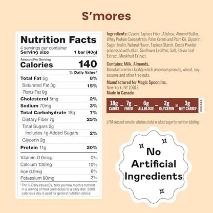 Magic Spoon Treats - 8 Proteinriegel, S'mores - High Protein, Glutenfrei, Zuckerfrei, Keto-freundlich - Gesunde Snacks für Erwachsene