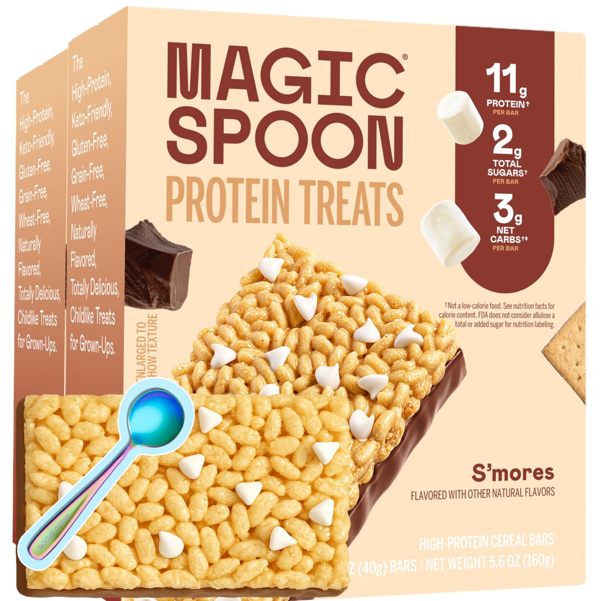 Magic Spoon Treats - 8 Proteinriegel, S'mores - High Protein, Glutenfrei, Zuckerfrei, Keto-freundlich - Gesunde Snacks für Erwachsene