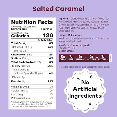 Magic Spoon Treats – 8 Proteinriegel, Salted Caramel – Zuckerfreier, glutenfreier Snack für Erwachsene – Low Carb & Keto-freundlich