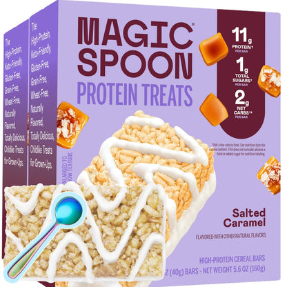 Magic Spoon Treats – 8 Proteinriegel, Salted Caramel – Zuckerfreier, glutenfreier Snack für Erwachsene – Low Carb & Keto-freundlich