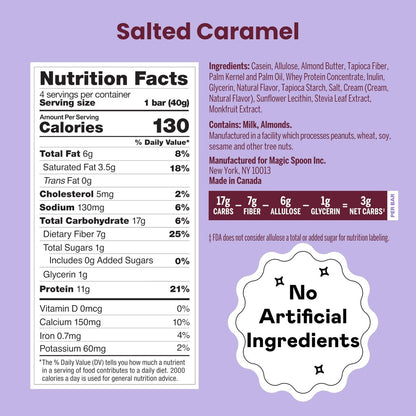 Magic Spoon Treats – 8 Proteinriegel, Salted Caramel – Zuckerfreier, glutenfreier Snack für Erwachsene – Low Carb & Keto-freundlich