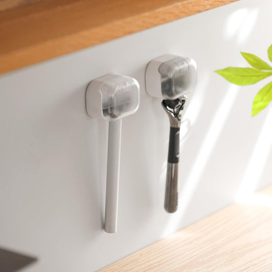 BEZOX Wandhalter für Rasierer (2er-Pack) – Staubschutz mit Selbstschluss, Klebebefestigung ohne Bohren, Rasierer-Halter für Dusche & Bad – Eleganter Rasierständer für Herren, Sicherheitsrasierer-Organizer mit sicheren Haken