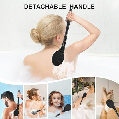 Gobiteli Rückenbürste für die Dusche – 25 cm langer Griff, Körperpeeling-Bürste für Männer, Frauen und Senioren