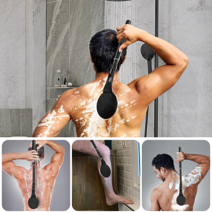 Gobiteli Rückenbürste für die Dusche – 25 cm langer Griff, Körperpeeling-Bürste für Männer, Frauen und Senioren