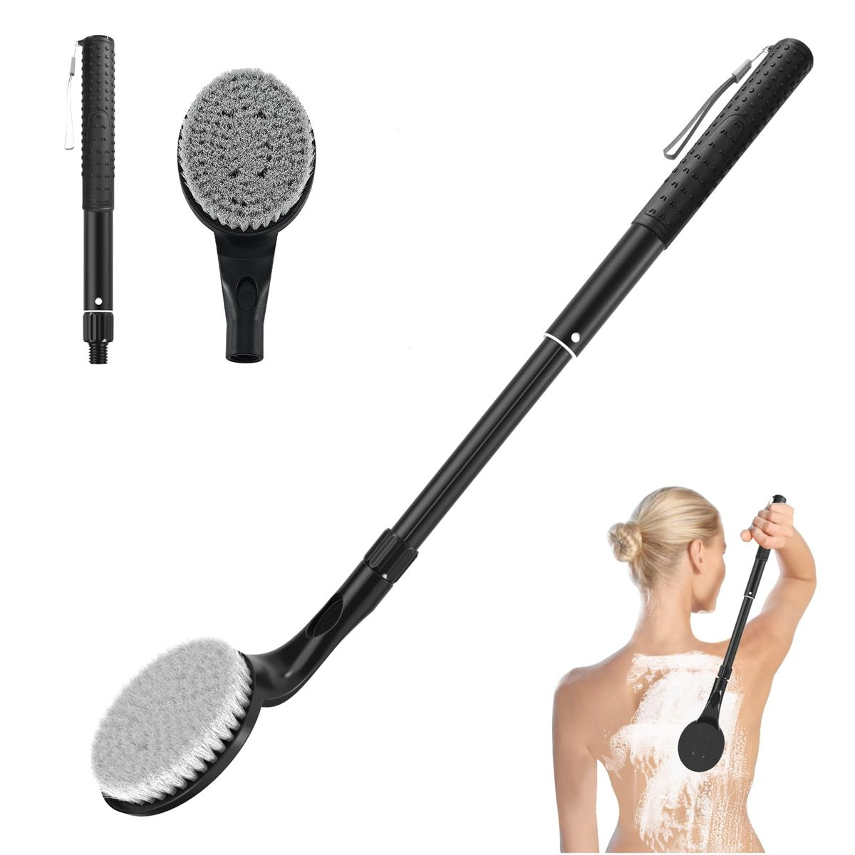 Gobiteli Rückenbürste für die Dusche – 25 cm langer Griff, Körperpeeling-Bürste für Männer, Frauen und Senioren