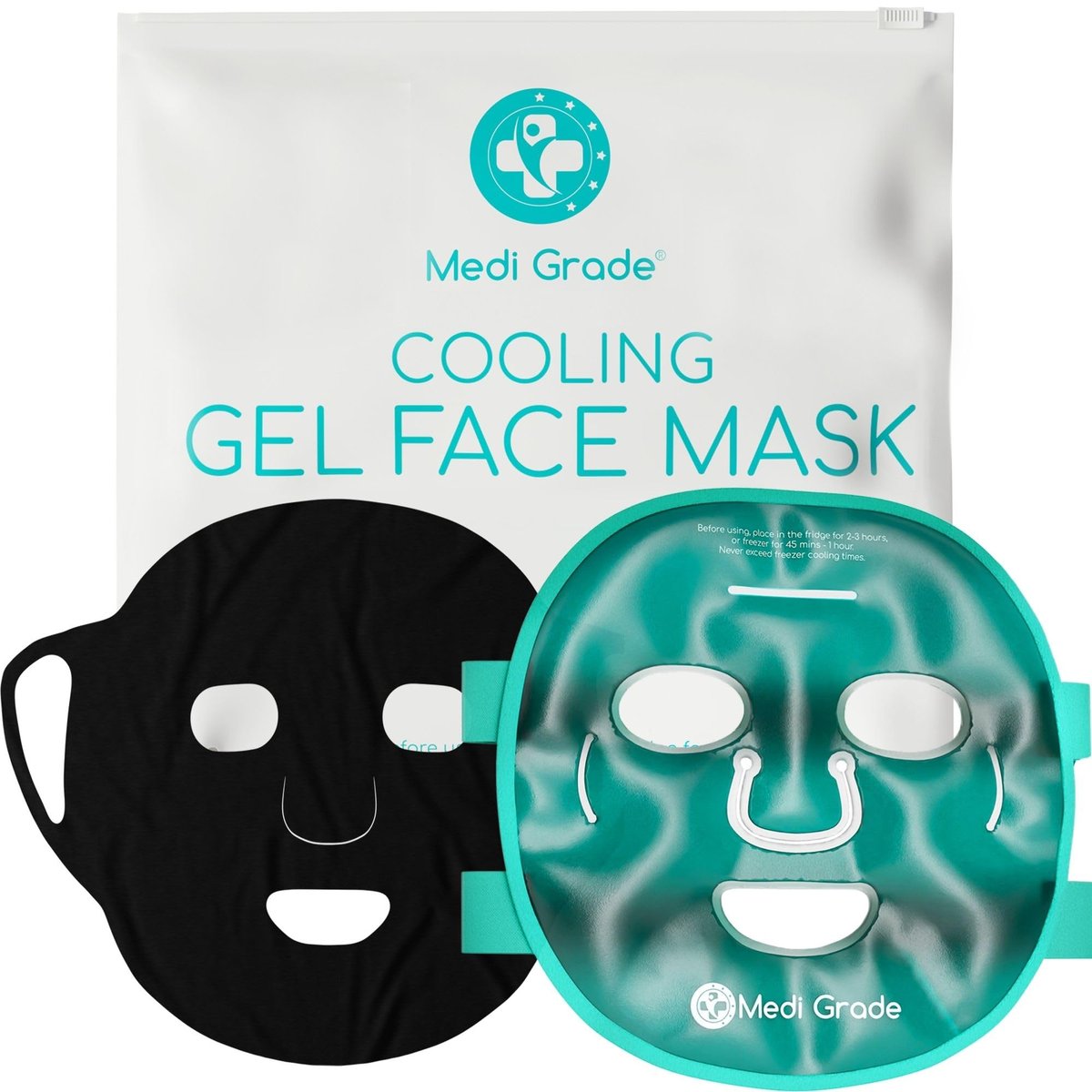 Medi Grade Kühlende Gesichtsmaske aus Gel mit 1 Lycra-Gesichtsmaske und Aufbewahrungstasche – Beruhigende Gel-Gesichtsmaske gegen Augenringe und Schwellungen – Kalte Vollgesichts-Gelmaske zur Entspannung
