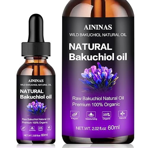 AIninas Bakuchiol Öl Bio für das Gesicht - Natürliche Retinol-Alternative reduziert Falten & feine Linien, für empfindliche Haut geeignet, mit Feuchtigkeitscreme mischbar - Feuchtigkeitsspendendes Gesichtsserum für Tag & Nacht, 60 ml