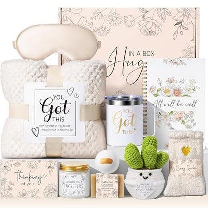 Geschenkkorb für Frauen zur Genesung: Selbstpflege-Set mit Decke, inspirierende Botschaften und Spa-Produkte - Perfekt als Genesungsgeschenk, Mitgefühl-Geschenk oder Aufmunterung für kranke Freundinnen und Mütter