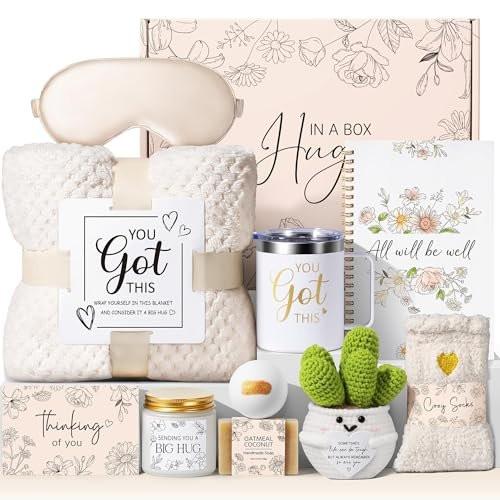 Geschenkkorb für Frauen zur Genesung: Selbstpflege-Set mit Decke, inspirierende Botschaften und Spa-Produkte - Perfekt als Genesungsgeschenk, Mitgefühl-Geschenk oder Aufmunterung für kranke Freundinnen und Mütter