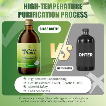 Soursop Bitters Flüssigkeit mit Schwarzkümmel, Kurkuma & Moringa – 15-in-1 Kräutermischung für Immunsystem, Verdauung, Antioxidantien & Hautgesundheit (240 ml)