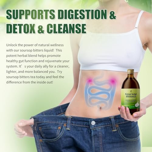 Soursop Bitters Flüssigkeit mit Schwarzkümmel, Kurkuma & Moringa – 15-in-1 Kräutermischung für Immunsystem, Verdauung, Antioxidantien & Hautgesundheit (240 ml)