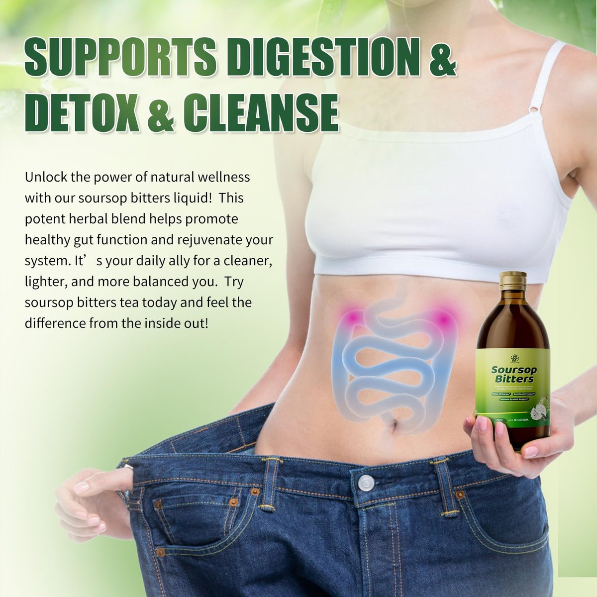 Soursop Bitters Flüssigkeit mit Schwarzkümmel, Kurkuma & Moringa – 15-in-1 Kräutermischung für Immunsystem, Verdauung, Antioxidantien & Hautgesundheit (240 ml)