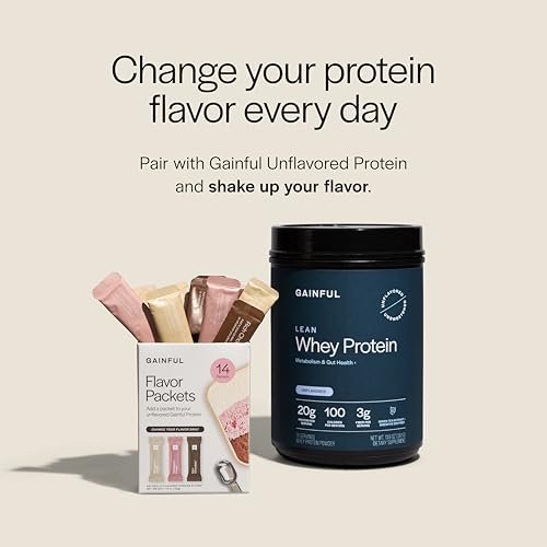 Gainful Geschmacksstäbchen für ungewürztes Proteinpulver, Neapolitaner Sortenpackung, Erdbeer-, Schokoladen- & Vanillegeschmacksverstärker, für pflanzliches oder Molkenprotein, ohne Zuckerzusatz, 14 Stück