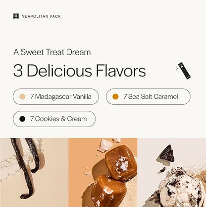 Gainful Geschmacksstäbchen für ungesüßtes Proteinpulver – Sweet Treat Variety Pack mit Vanille, Salted Caramel, Cookies & Cream – geschmacksneutrales Protein aufwerten – ohne Zuckerzusatz – 14 Stück