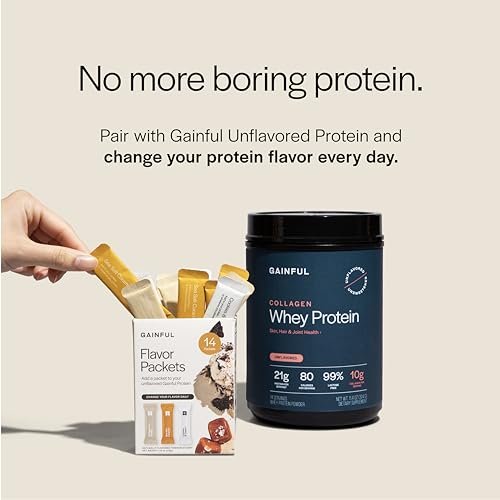 Gainful Geschmacksstäbchen für ungesüßtes Proteinpulver – Sweet Treat Variety Pack mit Vanille, Salted Caramel, Cookies & Cream – geschmacksneutrales Protein aufwerten – ohne Zuckerzusatz – 14 Stück