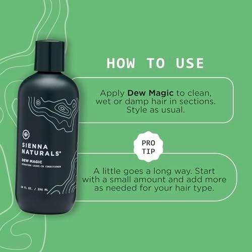 Sienna Naturals Dew Magic Leave-In Conditioner – Anti-Frizz, Leichte Feuchtigkeit, Stärkung mit Baobab & Kokosöl – Vegan – Ideal für Locken – 11 oz