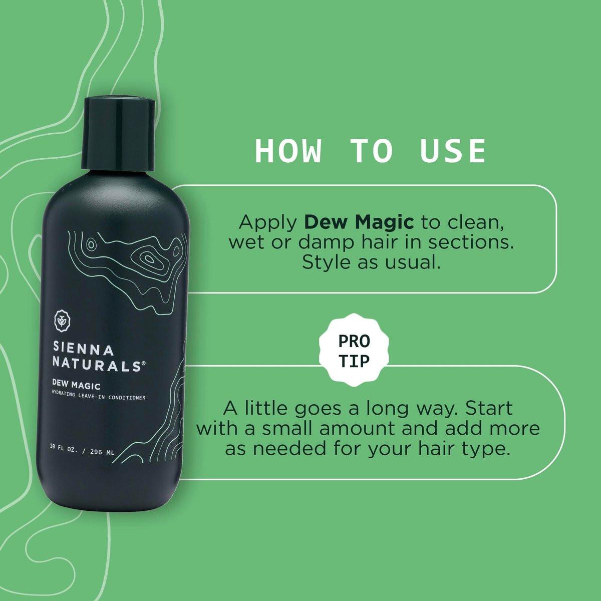 Sienna Naturals Dew Magic Leave-In Conditioner – Anti-Frizz, Leichte Feuchtigkeit, Stärkung mit Baobab & Kokosöl – Vegan – Ideal für Locken – 11 oz