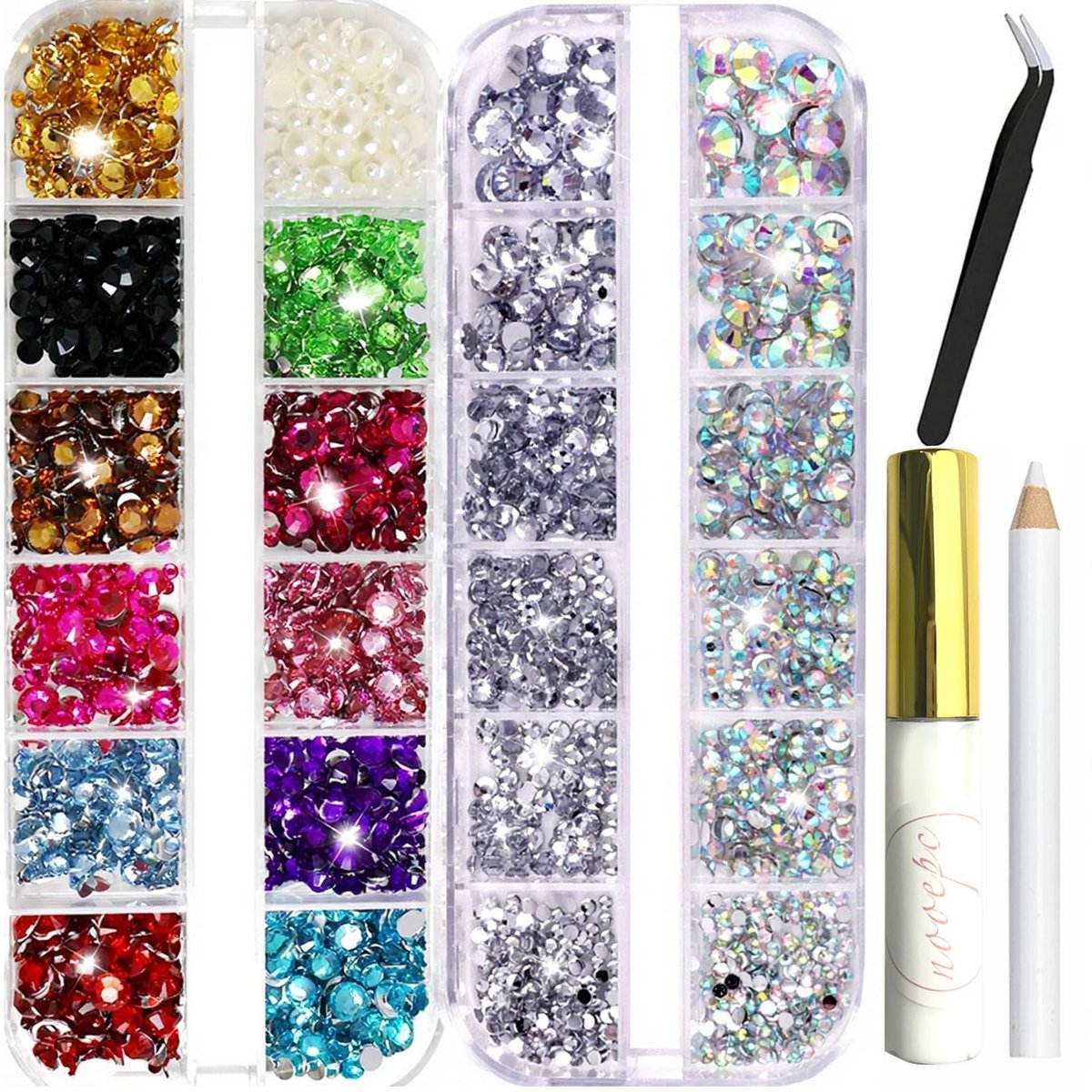 NOOEPC Face Gems und Perlen für Make-up – Strasssteine für Frauen, Bedazzling-Kit, Nagelsteine, Rave-Accessoires mit schnell trocknendem Make-up-Kleber
