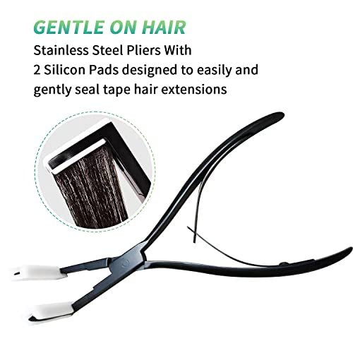 Tape-in Haarverlängerungs-Werkzeug-Kit – Professionelle Edelstahl-Zange mit flacher Oberfläche, Haarclips, Styling-Werkzeuge – Schwarz