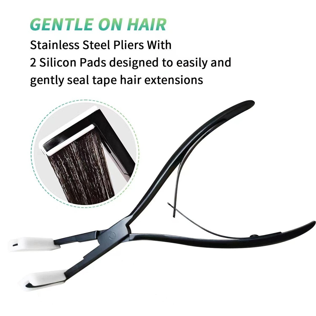 Tape-in Haarverlängerungs-Werkzeug-Kit – Professionelle Edelstahl-Zange mit flacher Oberfläche, Haarclips, Styling-Werkzeuge – Schwarz