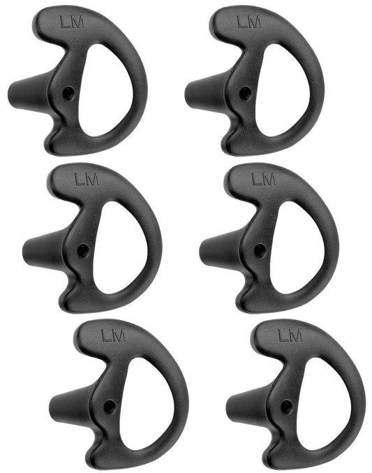 Commountain Weiche Ohrpassstücke für Walkie-Talkie Akustikrohr-Ohrhörer, Silikon-Ohrstöpsel kompatibel mit Motorola Kenwood Baofeng Spulenrohr-Ohrhörer, 6er-Pack, Schwarz, Medium Größe für linkes Ohr