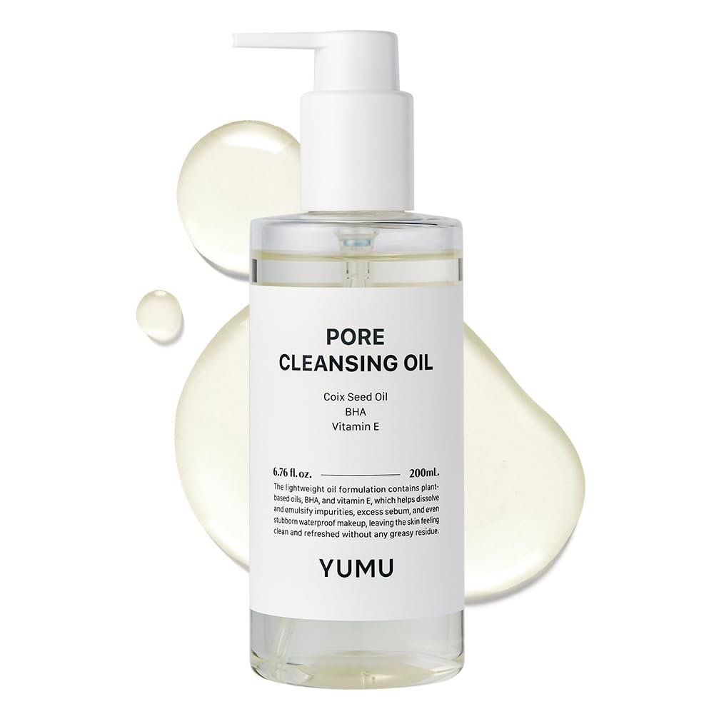 YUMU Coix Seed Deep Pore Cleansing Oil, Vitamin E, BHA, Doppelreinigung, wasserfester Make-up-Entferner, sanfter Ölreiniger, Mitesser-Entferner, kein öliger Rückstand, Koreanische Hautpflege (200 ml/6,76 fl.oz.)