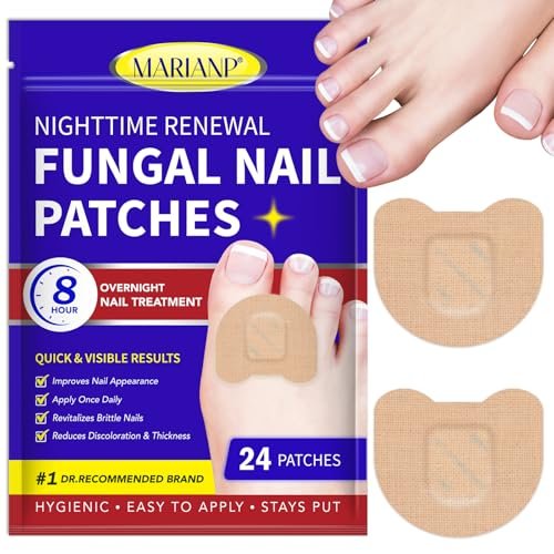 OMZOK Nagelpilz Behandlung Extra Stärke, 24 Stück Pilzpflaster für Zehennagelpilz über Nacht, Nagelreparatur für beschädigte Nägel, Pflegezubehör, Wiederherstellung von Verfärbung und Verdickung