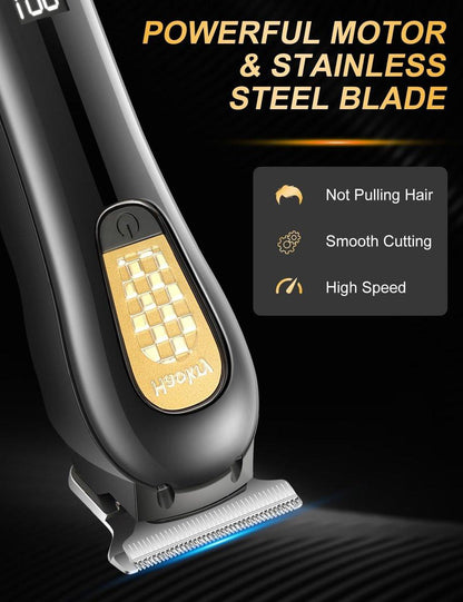 Haokry Haarschneider & Trimmer für Männer - Professionelles Barber Haarschneide-Set, Kabelloser Haarschneider für Friseure, Barttrimmer, Wiederaufladbarer Elektrorasierer