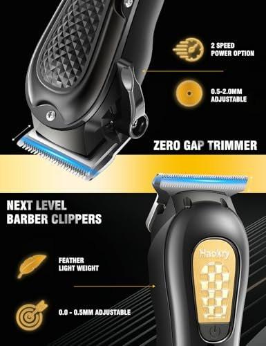 Haokry Haarschneider & Trimmer für Männer - Professionelles Barber Haarschneide-Set, Kabelloser Haarschneider für Friseure, Barttrimmer, Wiederaufladbarer Elektrorasierer