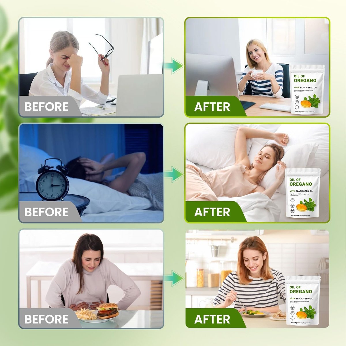 YKJHCSL 2-in-1 Oregano-Öl Softgels – Bio Oregano-Öl Kapseln mit Schwarzkümmelöl, 180 Stück