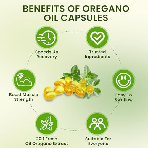 YKJHCSL 2-in-1 Oregano-Öl Softgels – Bio Oregano-Öl Kapseln mit Schwarzkümmelöl, 180 Stück