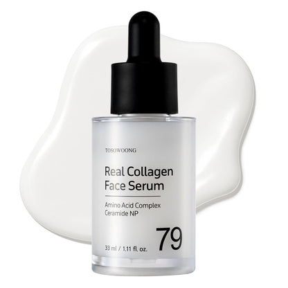 TOSOWOONG Real Collagen Face Serum – Feuchtigkeitsspendendes & Straffendes Serum mit hydrolysiertem Kollagen und Hyaluronsäure, 33 ml