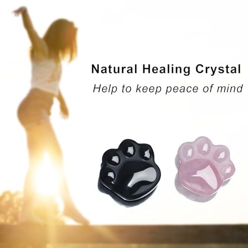 Schwarzer Obsidian Katzenkristall – Heilsteine, natürlicher Sorgenstein gegen Angst & Stress, Kristallgeschenk für Katzenliebhaber, Meditation & Energiebalance