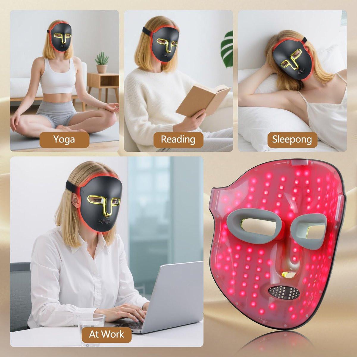 Kelyoo Rotlichttherapie-Gesichtsmaske – LED-Gesichtsmaske mit rotem und blauem LED- und Infrarotlicht, Anti-Aging- und Hautunreinheiten-Behandlung