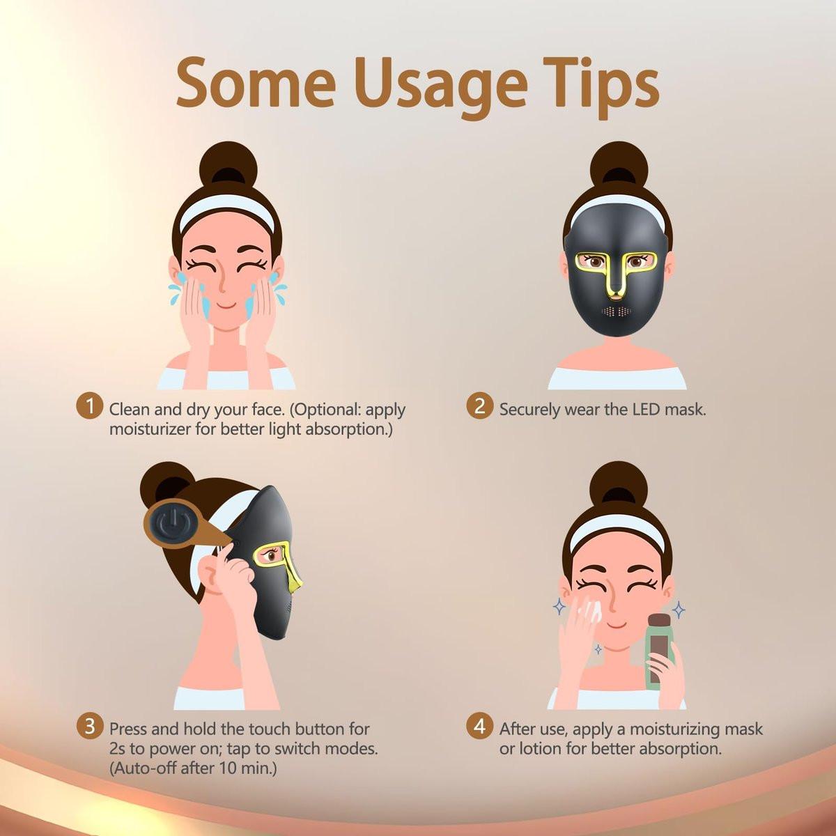 Kelyoo Rotlichttherapie-Gesichtsmaske – LED-Gesichtsmaske mit rotem und blauem LED- und Infrarotlicht, Anti-Aging- und Hautunreinheiten-Behandlung