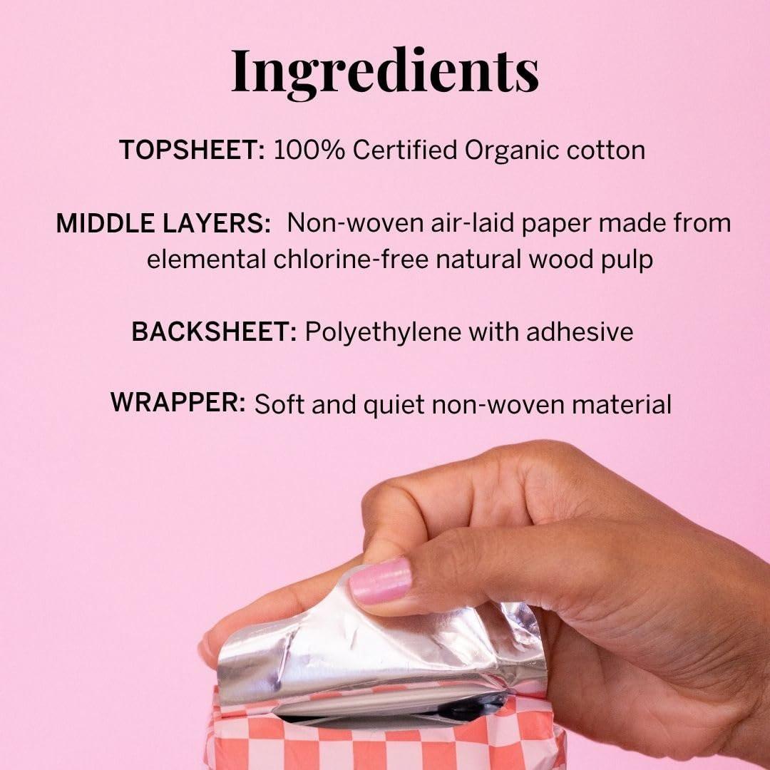 Pixie Bio-Baumwolle Ultradünne Extra Lange Nachtbinden für Damen – Maximale Saugfähigkeit mit Flügeln – Auslaufsicher, Hypoallergen, Duftneutral, Postpartum – Kompostierbar, Biologisch Abbaubar – 12 Stück